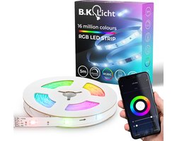 B.K.Licht - RGBIC LED Strip - 5 meter - smart WiFi - muzieksensor - lopende verlichting - slimme verlichting - met App
