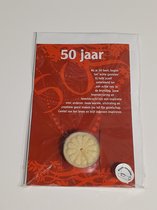 Waxine Wenskaart - met waxinelichtje - 50 jaar - cadeau tip