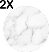 BWK Luxe Ronde Placemat - Wit - Marmer - Achtergrond - Set van 2 Placemats - 50x50 cm - 2 mm dik Vinyl - Anti Slip - Afneembaar