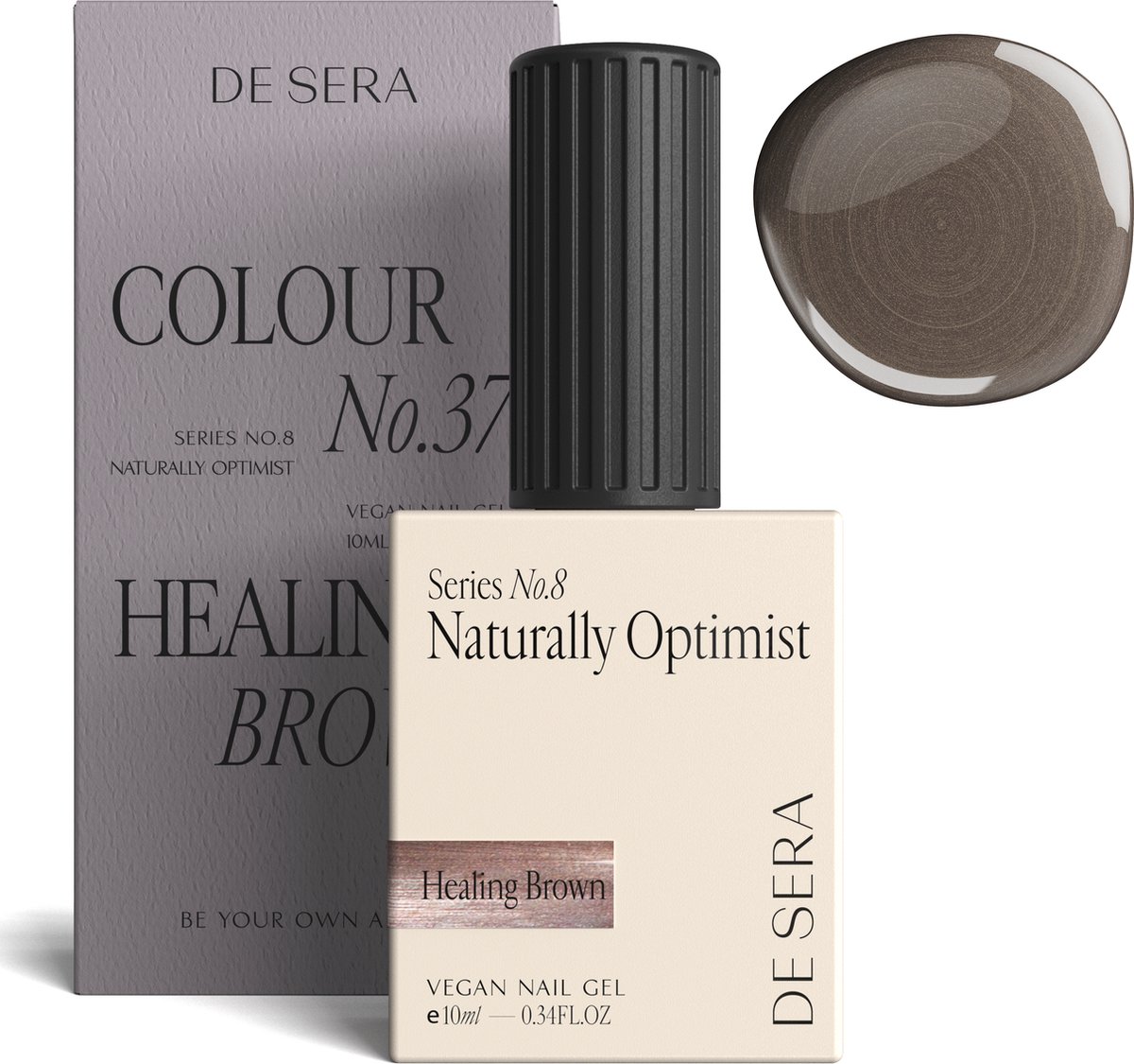 De Sera Gellak - Glitter Bruine Gel Nagellak - Bruin - 10ML - Colour No. 37 Healing Brown