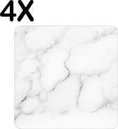 BWK Luxe Placemat - Wit - Marmer - Achtergrond - Set van 4 Placemats - 40x40 cm - 2 mm dik Vinyl - Anti Slip - Afneembaar