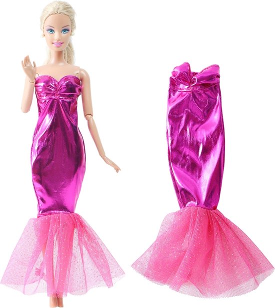 Vêtements de poupée - Convient pour poupée Barbie - Set de 4 robes - Robe à  fleurs 