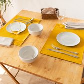 2x Monaco Set de Table Sunglow Yellow - aspect cuir - Jaune - rectangle - 45x30cm - Simili cuir