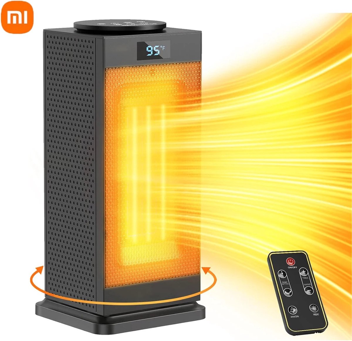 XIAOMI Ruimteverwarmer voor gebruik binnenshuis – Elektrische verwarming met thermostaat - 1500 W - keramische verwarming met afstandsbediening - 12 uur timer - 90 ° oscillerend - snelle verwarming - Kleine draagbare verwarmin