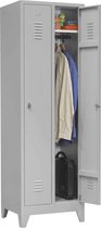 ABC Kantoormeubelen industriële locker garderobekast 2- delig met pootjes deur rood en opening voor hangoogsluiting (zonder hangslot geleverd)