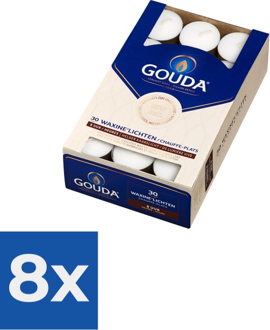 Gouda Waxinelichtjes Wit - 30 stuks - Voordeelverpakking 8 stuks