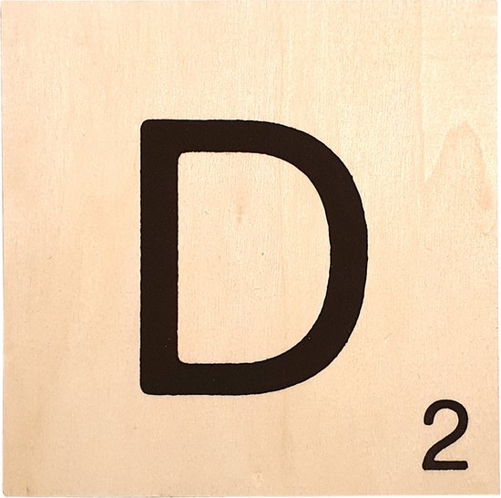 Panneau en bois 10x10x0,5 cm-D-lettre noire/valeur du mot-non traité-sous-verre/décoration de la maison