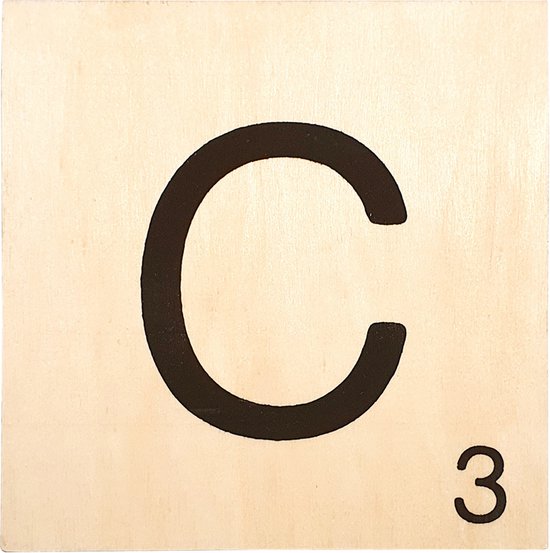 Panneau en bois 10x10x0,5 cm-C-lettre noire/valeur du mot-non traité-sous-verre/décoration de la maison