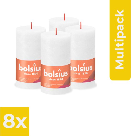 Bolsius - Rustieke Kaars - 4 Stuks - Wit - 13cm - Voordeelverpakking 6 stuks