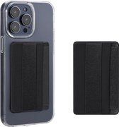 kwmobile 2x pasjeshouder voor telefoon - Geschikt voor Smartphones - 2-in-1 pasjeshouder en vingerhouder - PU en stof in zwart