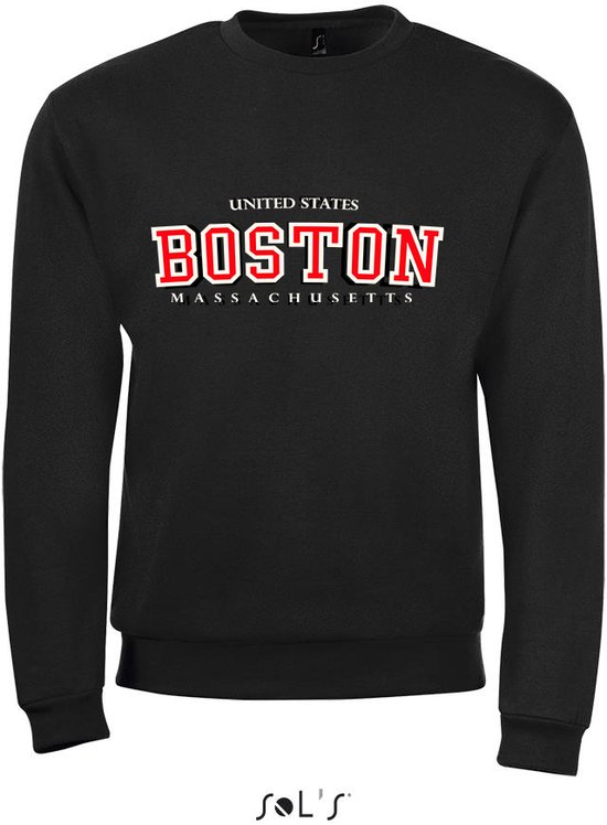 Sweatshirt 2-201 Boston Massachusetts -Rood - Zwart, 4xL