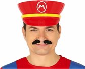 Guirca game verkleed pet - loodgieter Mario - rood - volwassenen - carnaval/themafeest