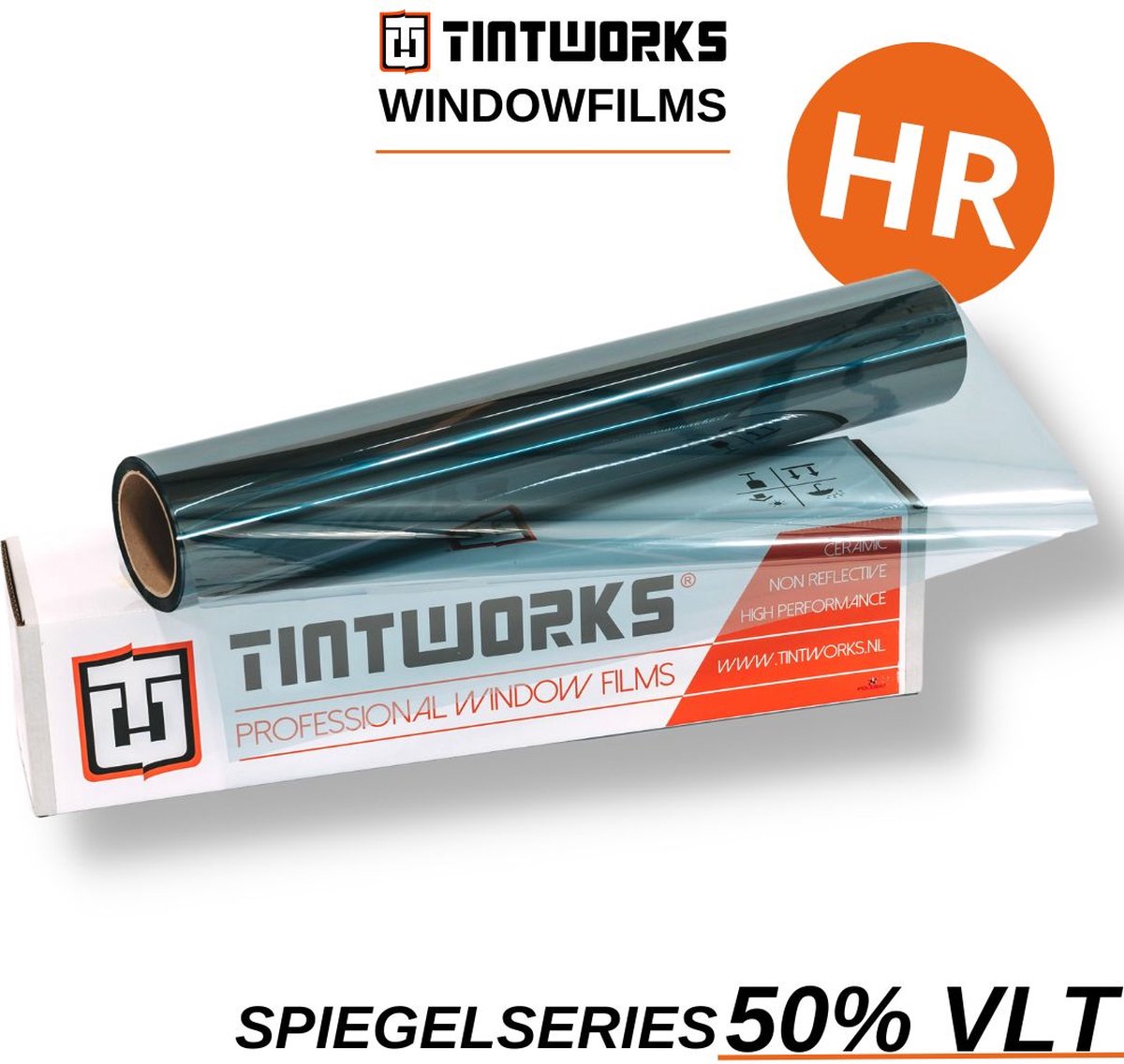 Tintworks Raamfolie spiegeleffect - spiegelfolie - anti inkijk 50% VLT - HR(+++) Glas - 300cm x 91cm - Zonwerend & isolerend - Professionele A-kwaliteit