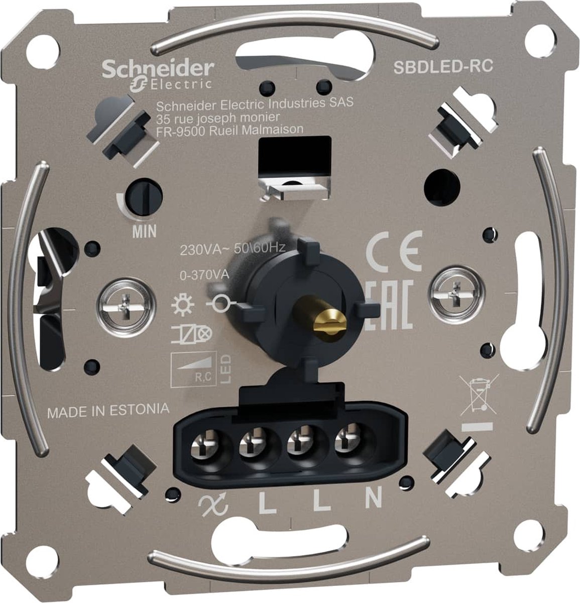 Sokkel - Multiwire LED Draaidimmer 0-370W - Merten - Schneider Electric - MTN5146-0000