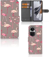 Hoesje met naam Geschikt voor OPPO Reno10 | 10 Pro Wallet Book Case Flamingo