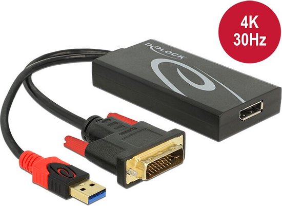 DeLOCK 0.3m, DVI 24+1 + USB-A/Displayport 20p, 0,3 m, DVI-D + USB, HDMI, Mâle, Femelle, 3840 x 2160 pixels