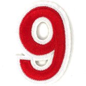 Cijfer Nummer 0 Tot En Met 9 Strijk Emblemen Rood Wit Cijfer 9 / 5.6 cm / 8 cm