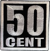 50 Cent Tekst Strijk Embleem Patch 8.3 cm / 8.4 cm / Zwart Wit