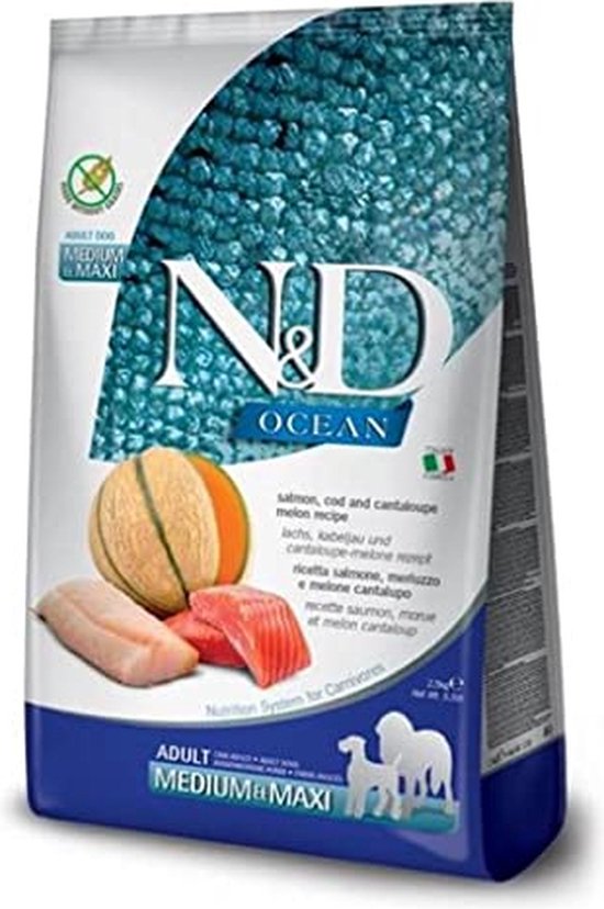 N&D Ocean Dog Salmon, COD and Cantaloupe Melon Adult MEDIUM & Maxi 12 KG