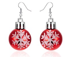 Plux Fashion Kerstbal Oorbellen - Rood - Sneeuwvlok Kerstbal - 3cm/6cm - Dames - Heren - Rode Oorbellen - Christmas Earrings - Kerst Oorbellen - Hanger Oorbellen - Christmas Bauble Earrings - Sieraden Cadeau - Luxe Style - Kerst - Black Friday