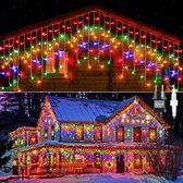 400 LED licht ketting ijspegel regen, GlobaLink 10M licht Gordijn buiten verlengbare regen licht ketting ijspegel IP44 licht ketting buiten en binnen Deco voor dak balkon Kerstmis partij - Gekleurde