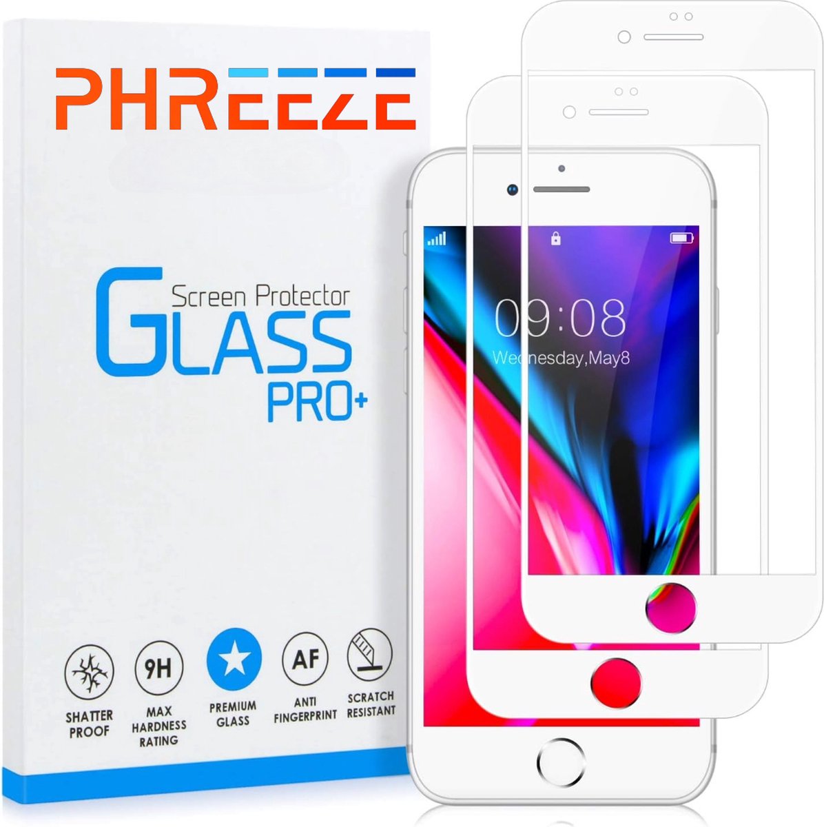 2x Screenprotector - Geschikt voor iPhone 7 - Screen Protector Wit - Full Cover - Plakgarantie
