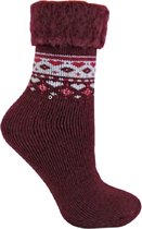 Sock Snob - huissokken turnover - donkerrood - met leuke fantasierand op de enkel - warme voeten - hyggelife