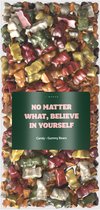 Believe in Yourself Cadeau - By Maroo Snoep Pakket met Tekst - Zelfvertrouwen - Motivatie - Geschenkset vrouwen, moeder, vader, vriendin, zus, oma, mama, papa - Kerst