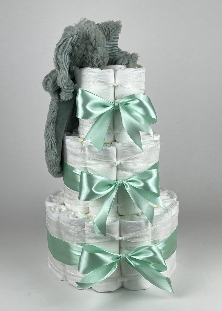 Goedkoopste Chouette-Chouette | Luiertaart Neutraal | Kraamcadeau | Geboorte Jongen Meisje | Babyshower | Tuttle Olifant Eddy Groen