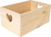 Creative Deco Grande boîte de rangement en bois uni Boîte de rangement Coeur | 30x20x14cm | avec poignées| Perfect pour les documents, les objets de valeur, les Jouets et les Outils