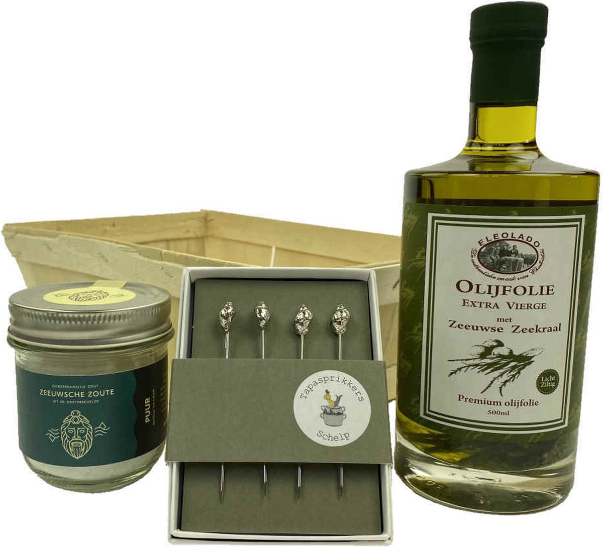 De Oosterscheldeboer - Cadeaupakket "Tapasprikkers met schelp"