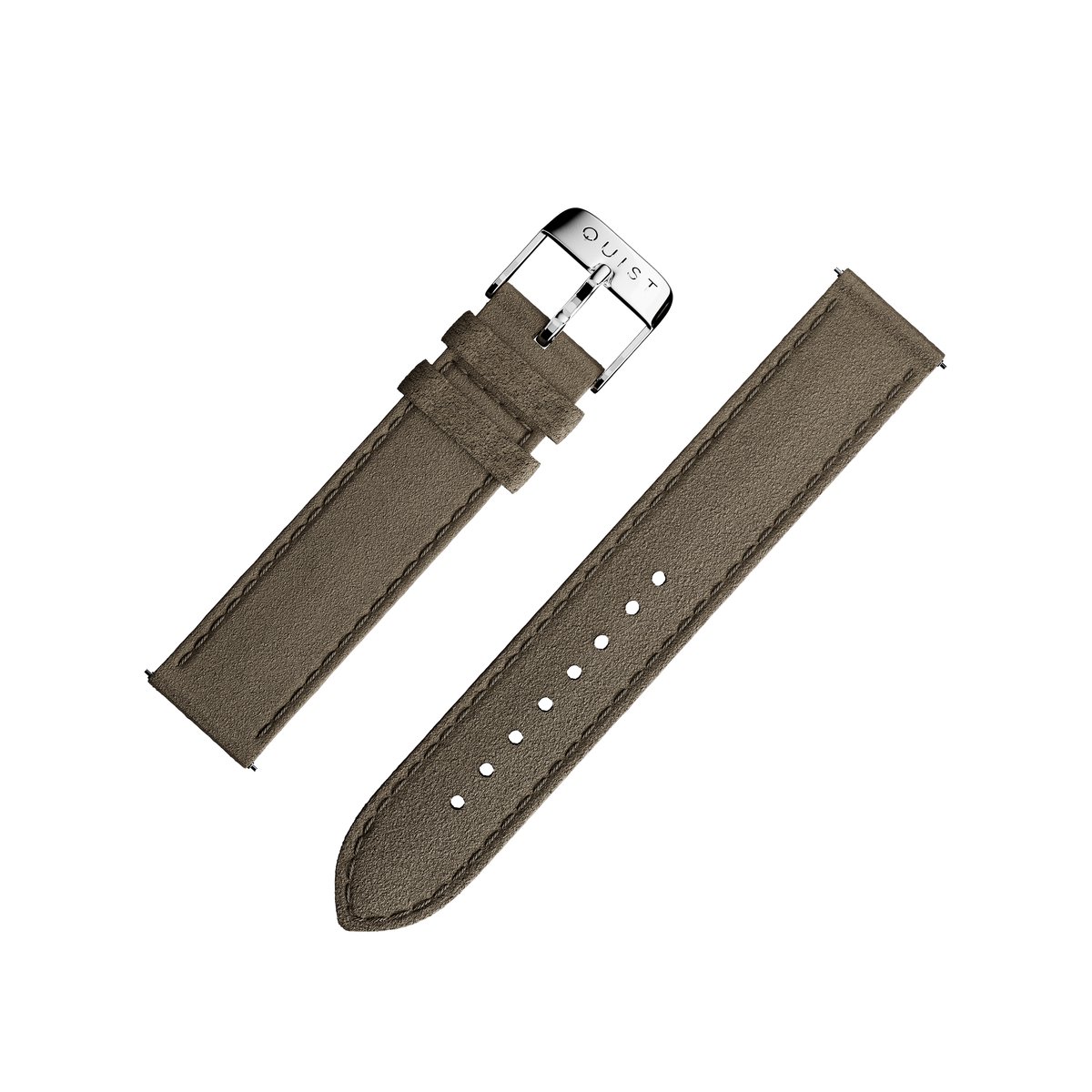 QUIST - horlogebandje - donkerbruin suede - zilveren sluiting - 18mm