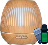 Aroma Diffuser Nova Green - Humidificateur d'air - Diffuseur d'arômes - Purificateur d'air - Vaporisateur - Nébuliseur - Aromathérapie - 550 ml - Éclairage LED- Aspect bois