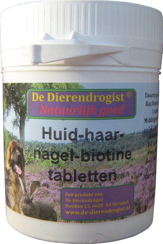 Foto: Dierendrogist huid haar nagel biotine tabletten 100 stuks