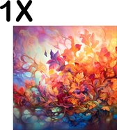 BWK Textiele Placemat - Kleurrijke Bloemen Tekening - Set van 1 Placemats - 50x50 cm - Polyester Stof - Afneembaar