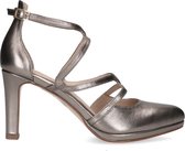 Manfield - Dames - Zilverkleurige leren pumps - Maat 40