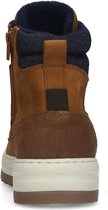 Manfield - Heren - Cognac leren veterboots - Maat 45