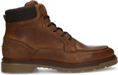 Manfield - Heren - Cognac leren veterboots - Maat 44