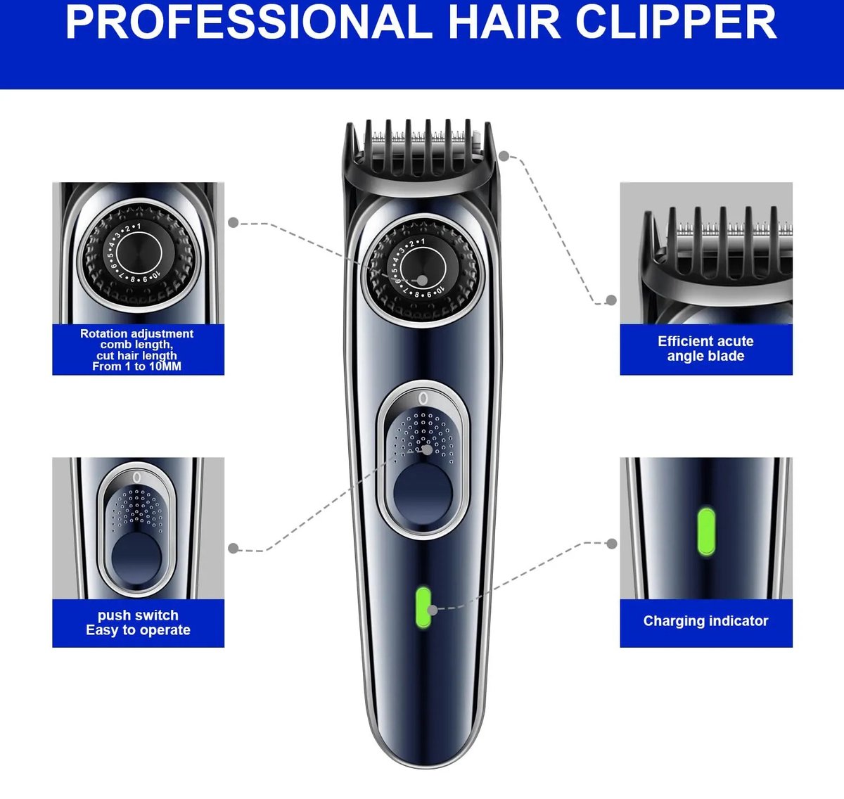 Surker SK-862 Elektrische Draadloze Professionele Tondeuse Hoge Kwaliteit Usb Oplaadbare Kapper Draadloze Haar Trimmer Snijmachine thumbnail 5