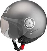 BEON B110 PLAIN Matt Titanium - Casque jet avec visière - Convient comme casque de cyclomoteur scooter - Casque rétro Vespa scooter pour Adultes - M - Titane mat - Sac pour casque gratuit
