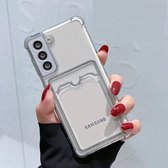Siliconen antischok back cover Grijs Geschikt voor Samsung Galaxy S23 plus met kaarthouder/ telefoonhoesje met vakje voor pasje.