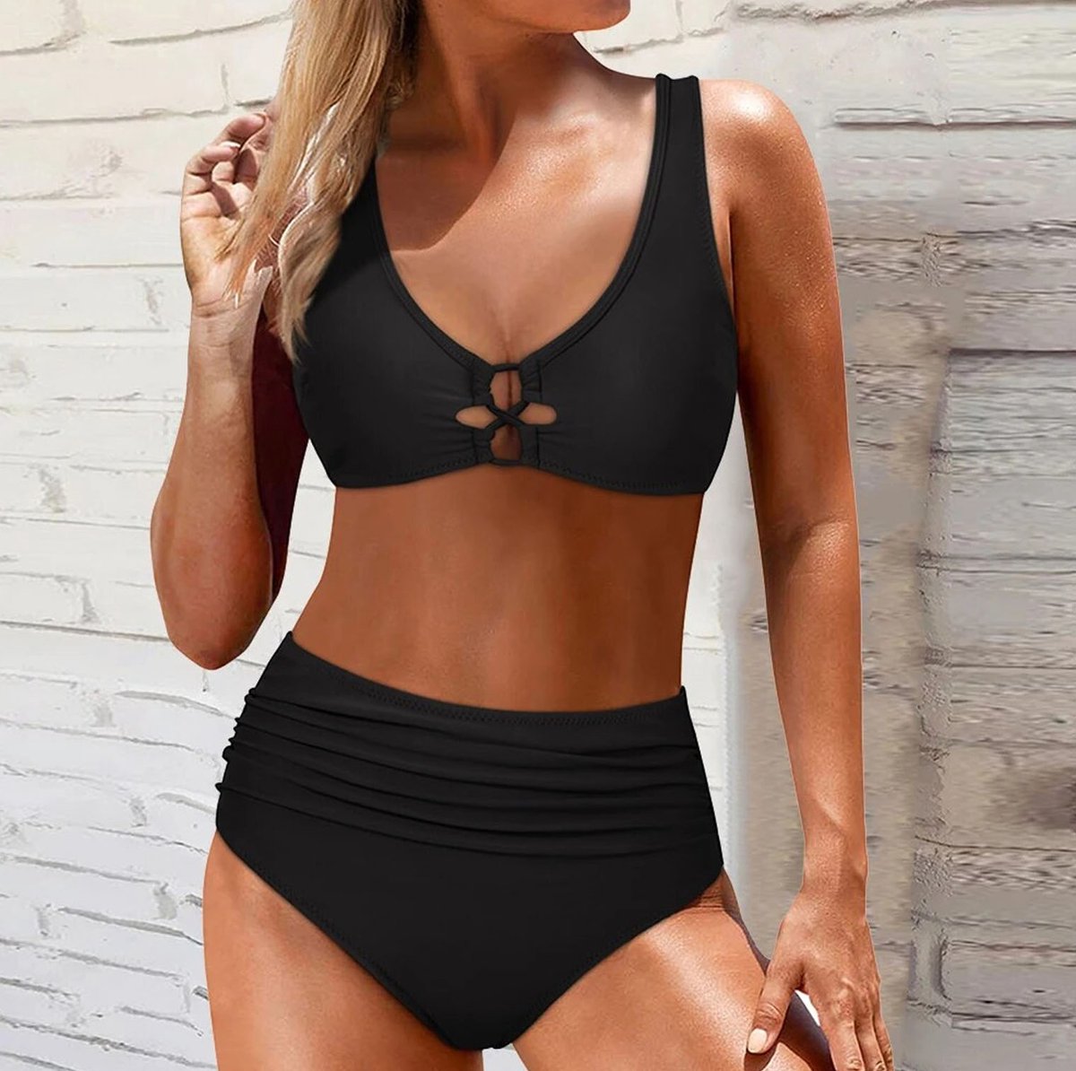 Hoge taille bikini set - Uitgehold - Sexy transparante banden - Badpak - Badkleding - Zwemmen - Zomer - Vakantie - Merkloos