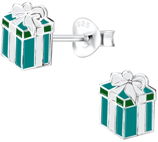 Joy|S - Zilveren cadeau oorbellen - kado oorknoppen - groen