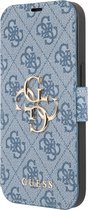 iPhone 14 Bookcase hoesje - Guess - Effen Blauw - Kunstleer