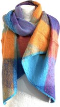 Sjaal - Dikke Kwaliteit - Geblokt - Blauw - 220 x 50 cm (969632#)
