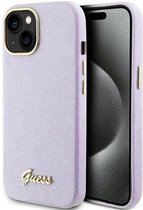 Guess PU Glitter Full Wrapped Leather Hard Case for iPhone 15 (lilac)