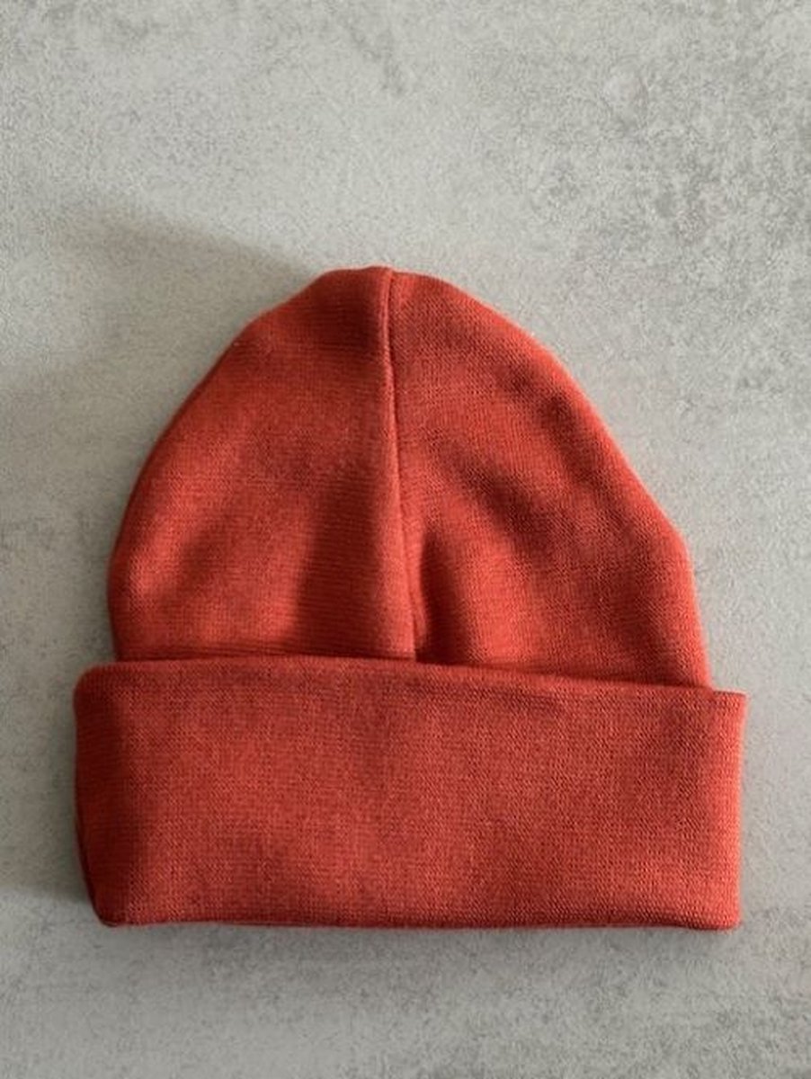 Goedkoopste Babymuts - gepersonaliseerd - met naam - Kleur Autumn - Bruinrood - maat 0-3 maanden - Baby - Muts - Kraamcadeau