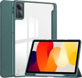 Case2go - Tablet hoes geschikt voor Xiaomi Redmi Pad SE (2023) - Acrylic Trifold case met Pencil houder - Donker Groen