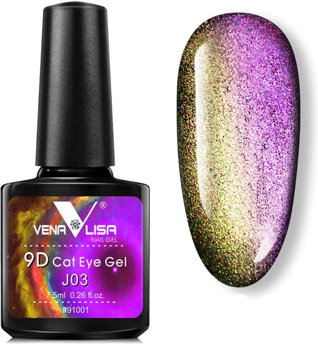 Venalisa UV Cat Eye Gellak - 7.5 ml - J03 - Glitter Gellak - Cat Eye Gellak - Gellak Cat Eye - Gellak Kleuren - Venalisa Gellak - Gellak Nagellak