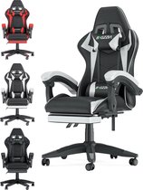 Chaise gamer ergonomique - Chaise de bureau - Avec appui-tête, support lombaire et repose-pieds - Réglable en hauteur